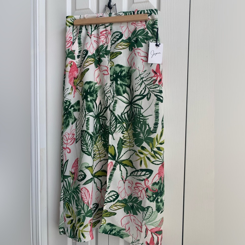 NWT Japna Green and Pink Floral Midi Skirt